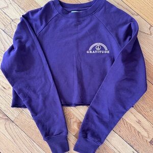 Spiritual Gangster Plum Crew Neck Crop Sweatershirt
